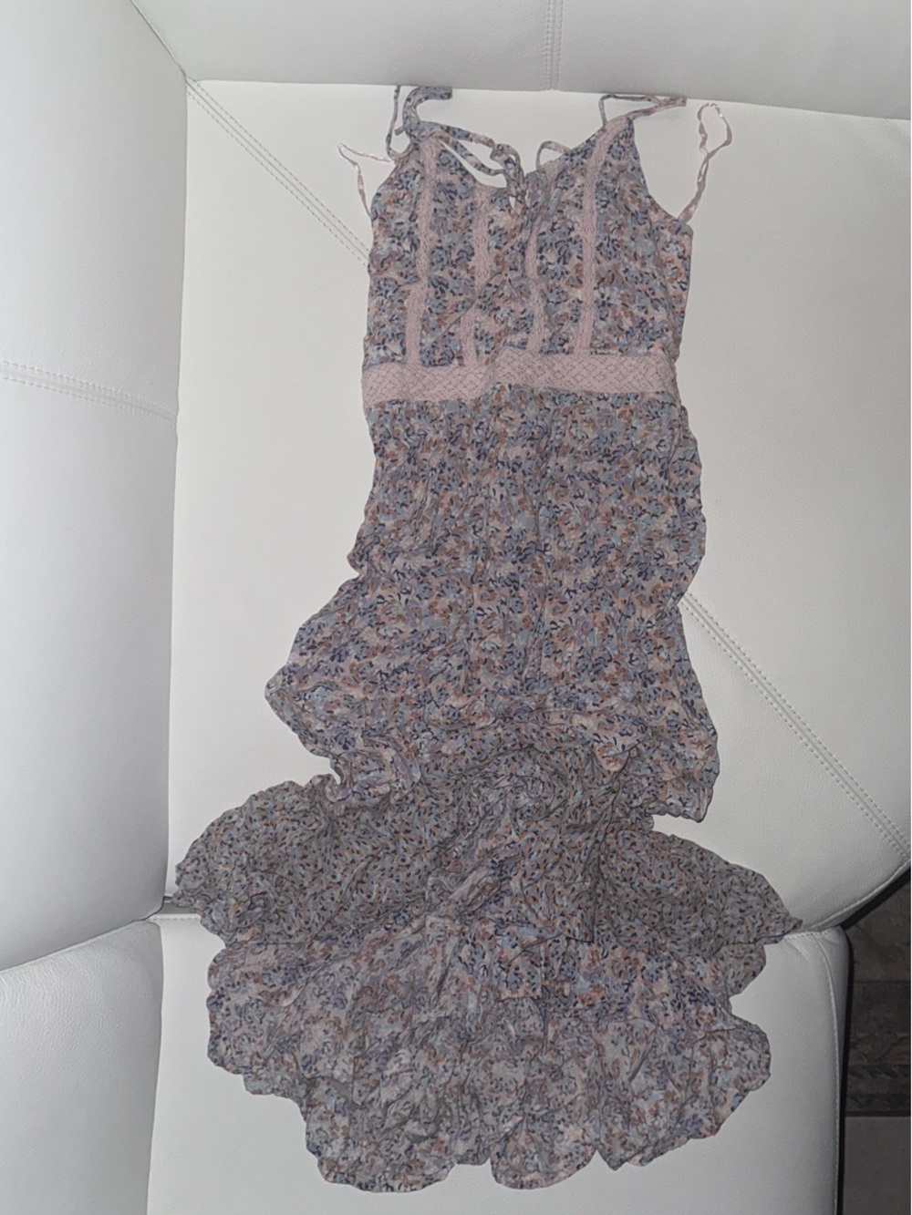 Japna Floral High-Low Dress in Light Pink and Blue